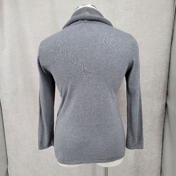J. Jill Pure Jill Cotton Cashmere Gray Cowl Neck Sweater - Picture 6 of 12